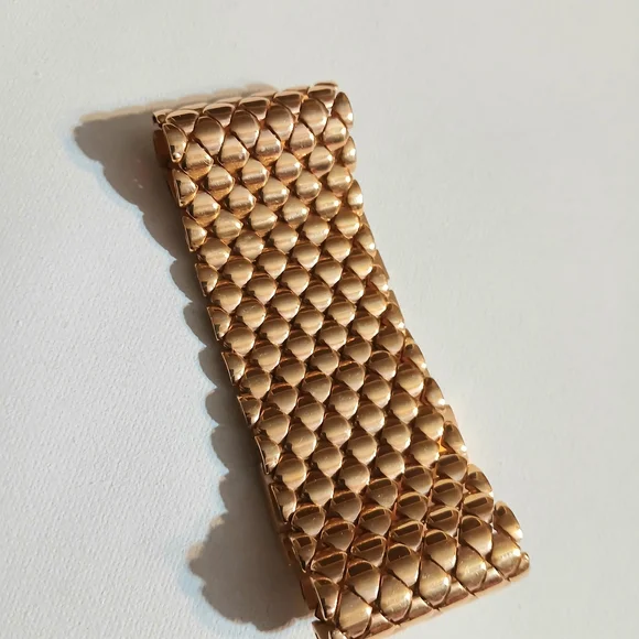 Gold Mesh Bracelet Milor Italy Bronze Bracelet. Rose Goldtone Weave Pattern - Picture 2 of 9